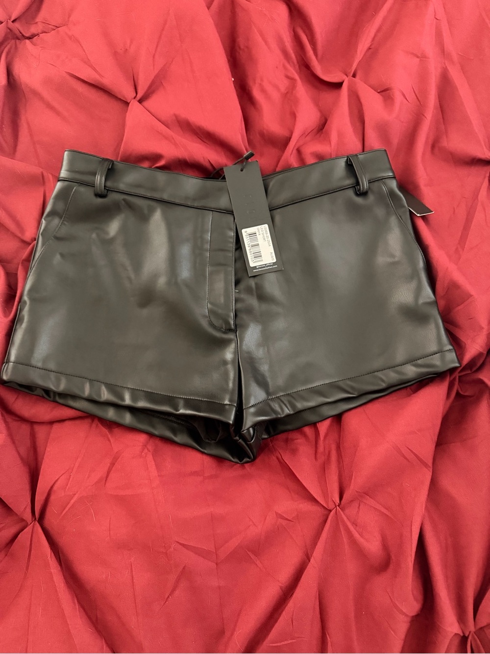Lioness Black High-Waist Faux Leather Shorts